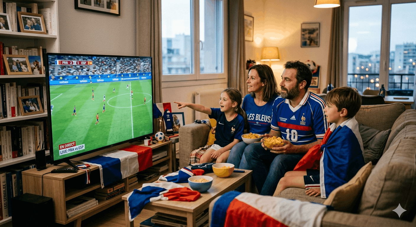 Famille regardant le sport en direct sur Zen IPTV